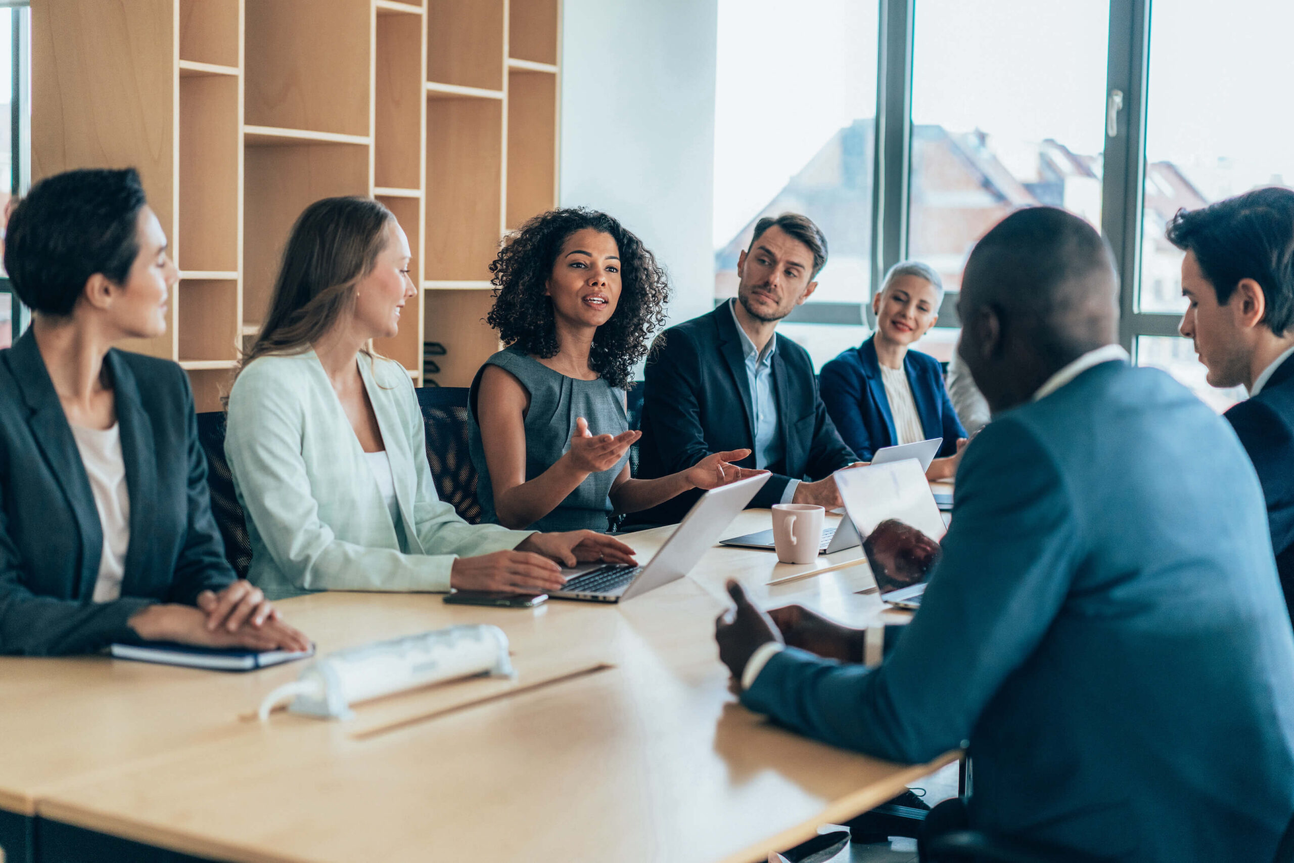 diverse executive staff in conference room