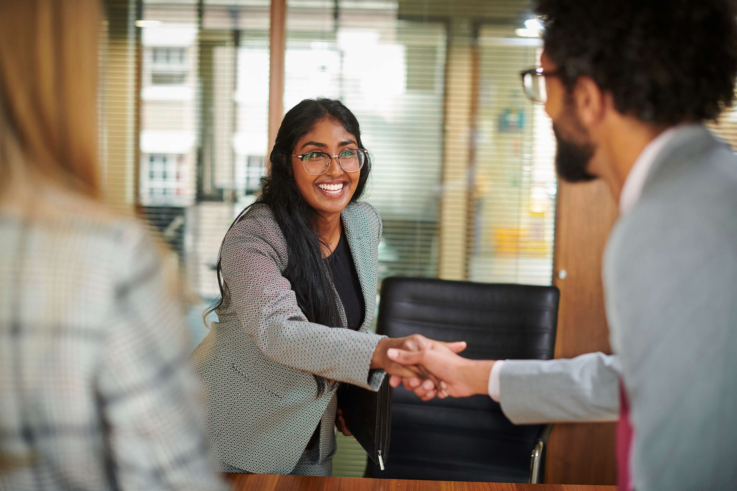 job candidate shaking hands