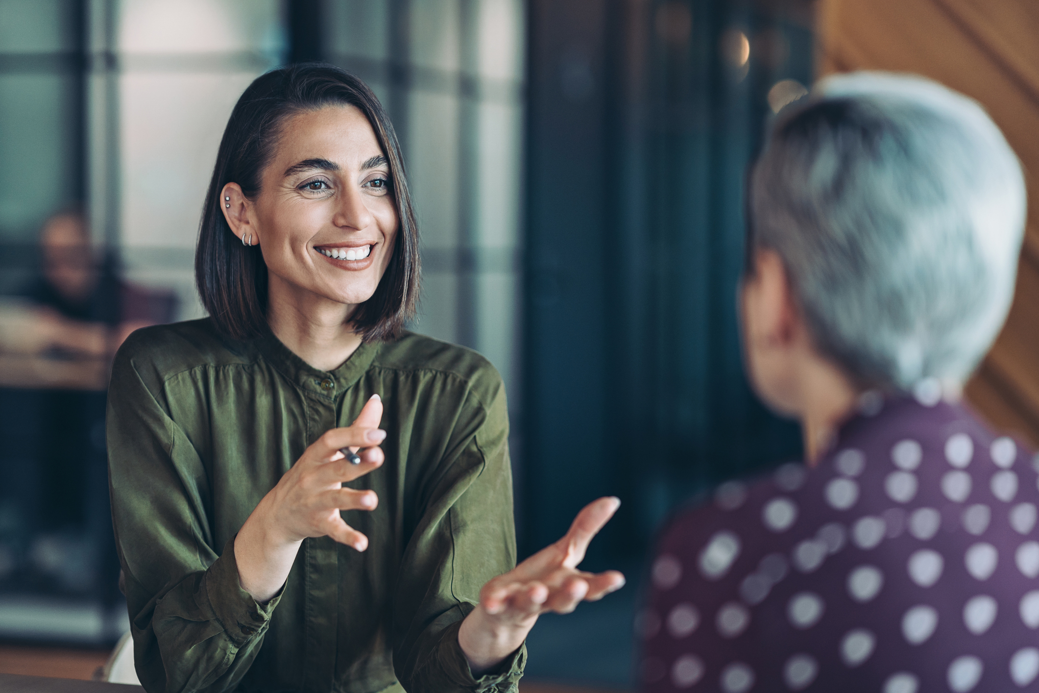 Professional woman in conversation