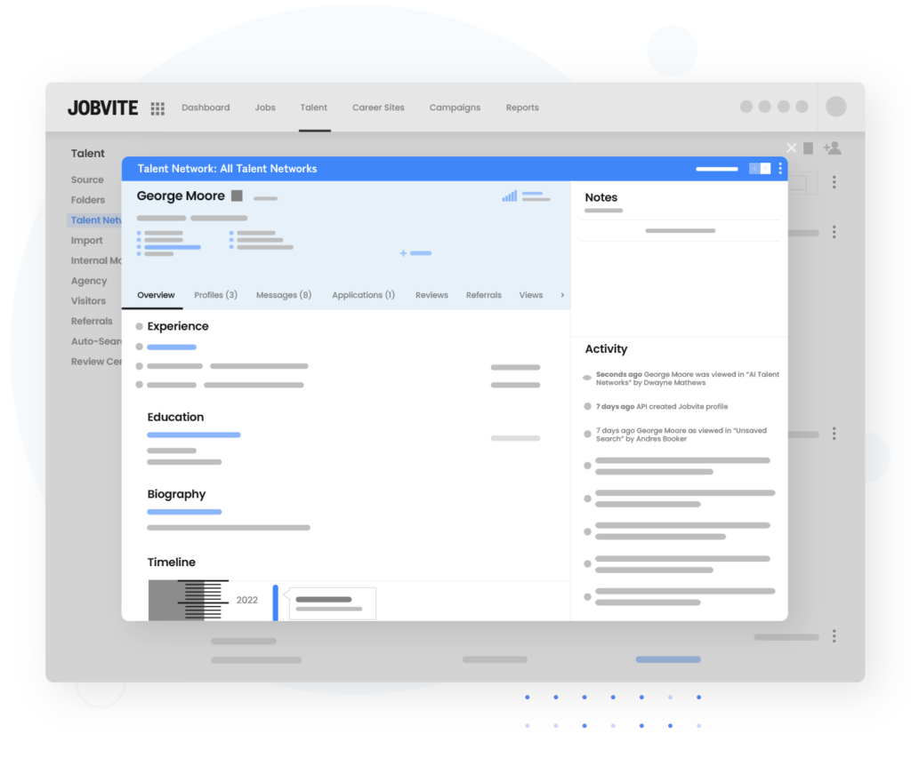 Candidate profile in the Jobvite platform